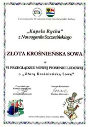 dyplom dla Kapeli Rycha i